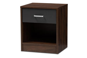 Baxton Studio Hansel Modern and Contemporary 1-Drawer Dark Brown and Dark Grey Finished Nightstand