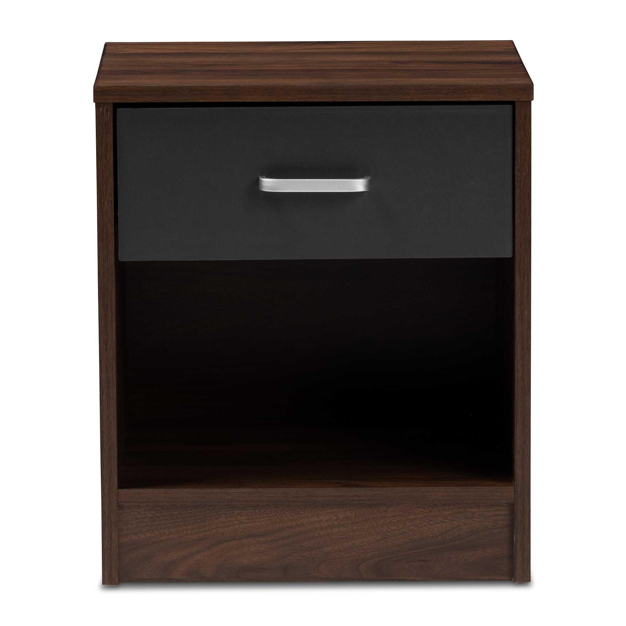 Baxton Studio Hansel Modern and Contemporary 1-Drawer Dark Brown and Dark Grey Finished Nightstand