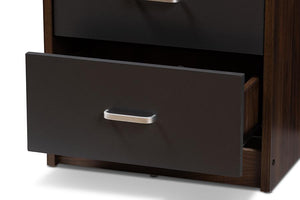 Baxton Studio Hansel Modern and Contemporary 2-Drawer Dark Brown and Dark Grey Finished Nightstand