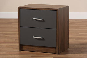 Baxton Studio Hansel Modern and Contemporary 2-Drawer Dark Brown and Dark Grey Finished Nightstand