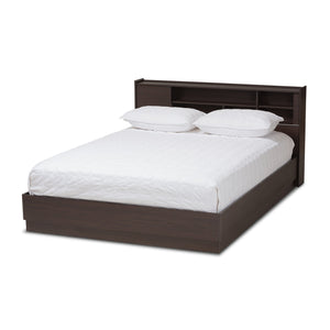 Baxton Studio Larsine Modern and Contemporary Brown Finished Queen Size Platform Storage Bed