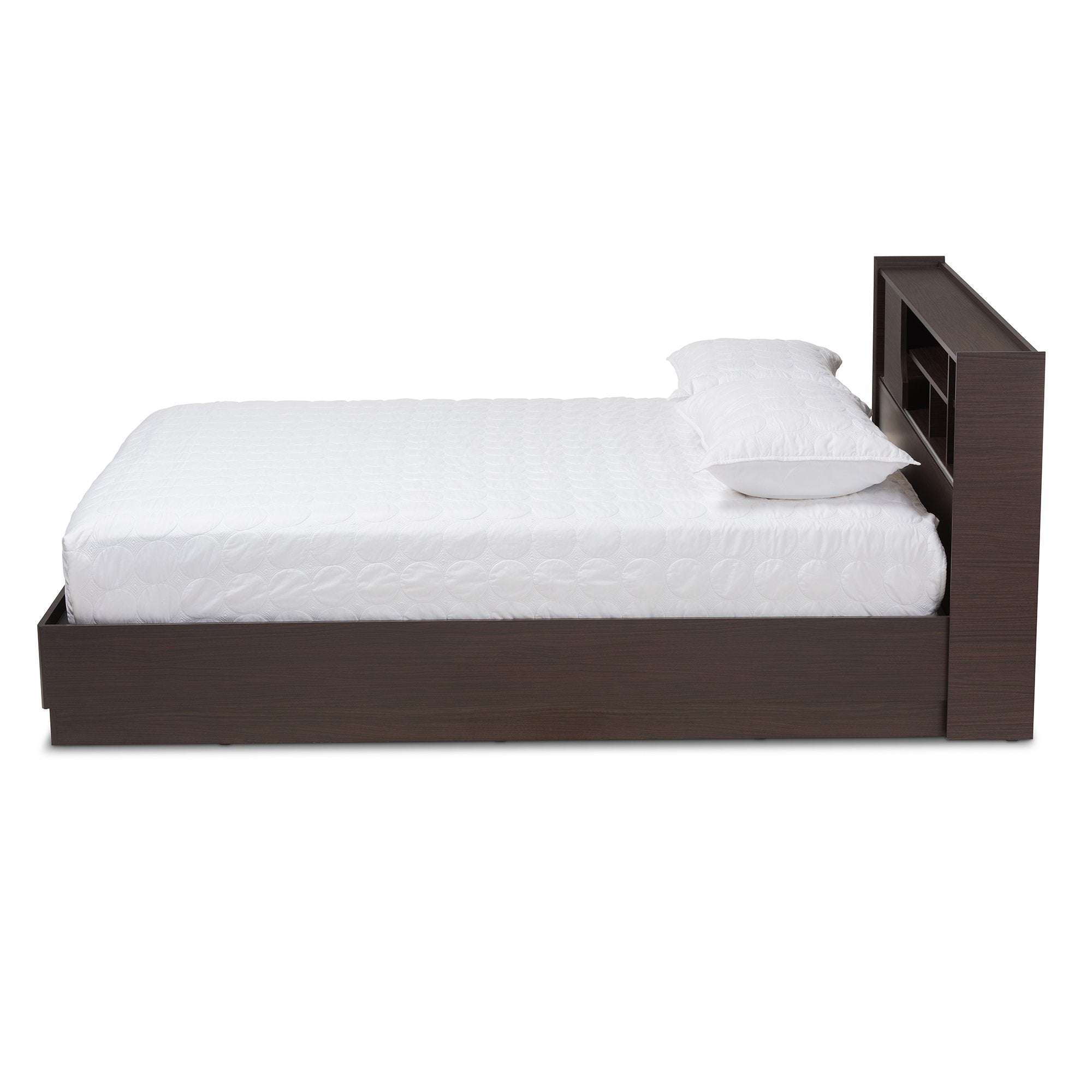 Baxton Studio Larsine Modern and Contemporary Brown Finished Queen Size Platform Storage Bed