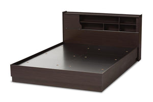 Baxton Studio Larsine Modern and Contemporary Brown Finished Queen Size Platform Storage Bed