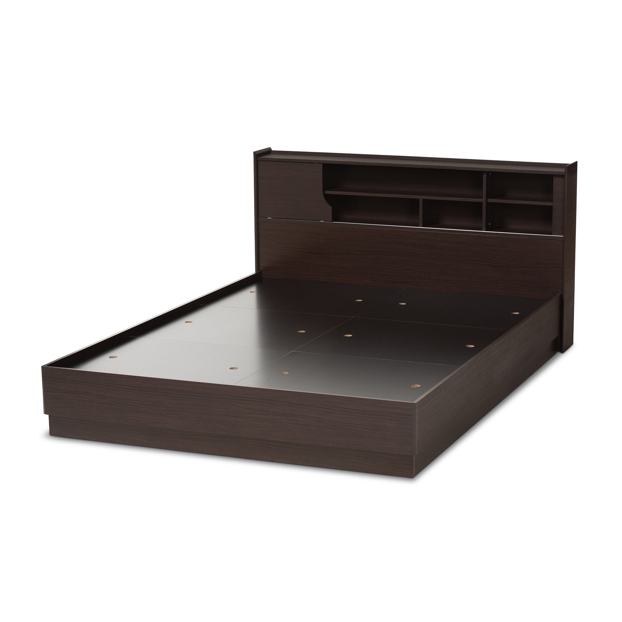 Baxton Studio Larsine Modern and Contemporary Brown Finished Queen Size Platform Storage Bed