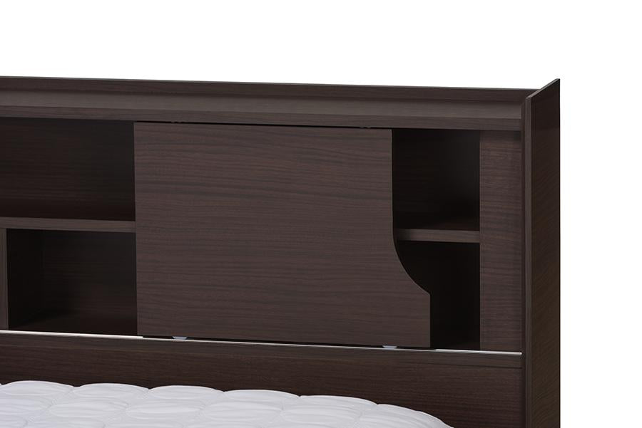 Baxton Studio Larsine Modern and Contemporary Brown Finished Queen Size Platform Storage Bed