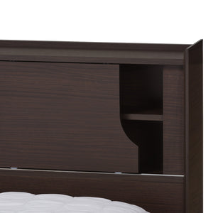 Baxton Studio Larsine Modern and Contemporary Brown Finished Queen Size Platform Storage Bed