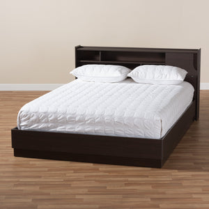 Baxton Studio Larsine Modern and Contemporary Brown Finished Queen Size Platform Storage Bed