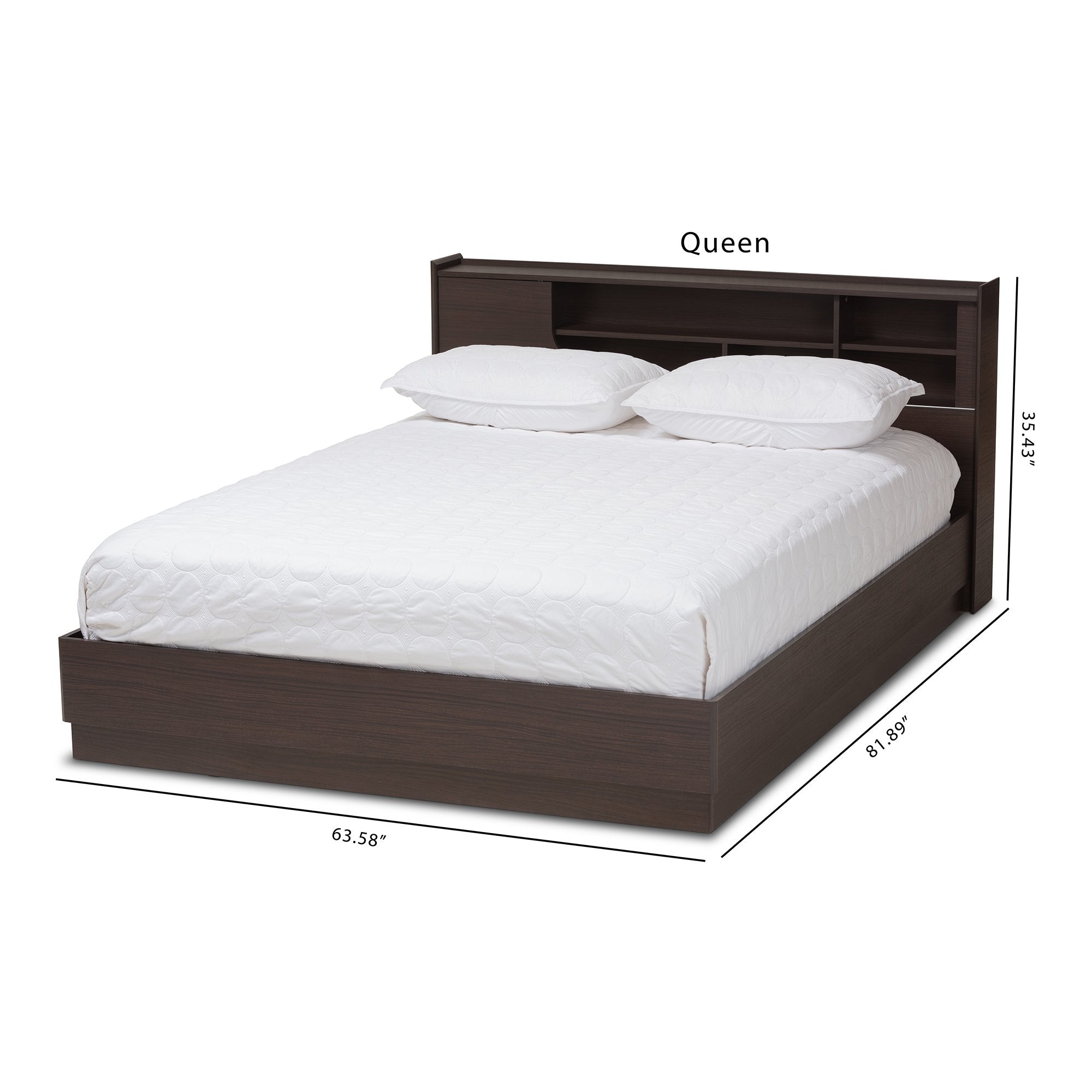 Baxton Studio Larsine Modern and Contemporary Brown Finished Queen Size Platform Storage Bed