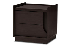 Baxton Studio Larsine Modern and Contemporary Brown Finished 2-Drawer Nightstand