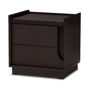 Baxton Studio Larsine Modern and Contemporary Brown Finished 2-Drawer Nightstand