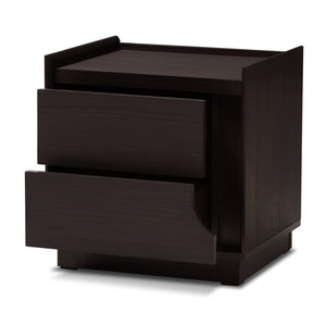 Baxton Studio Larsine Modern and Contemporary Brown Finished 2-Drawer Nightstand