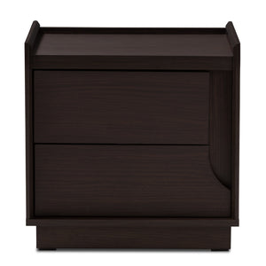 Baxton Studio Larsine Modern and Contemporary Brown Finished 2-Drawer Nightstand