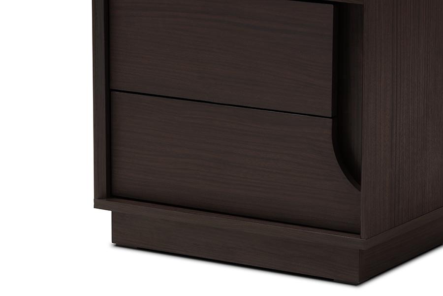 Baxton Studio Larsine Modern and Contemporary Brown Finished 2-Drawer Nightstand