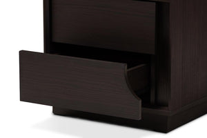 Baxton Studio Larsine Modern and Contemporary Brown Finished 2-Drawer Nightstand