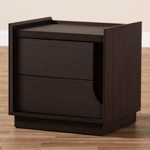 Baxton Studio Larsine Modern and Contemporary Brown Finished 2-Drawer Nightstand