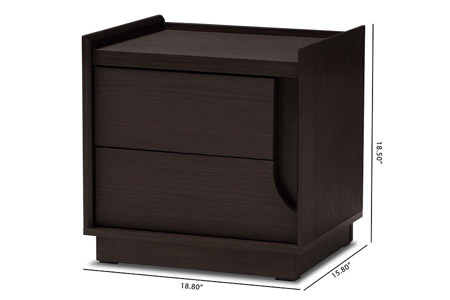 Baxton Studio Larsine Modern and Contemporary Brown Finished 2-Drawer Nightstand