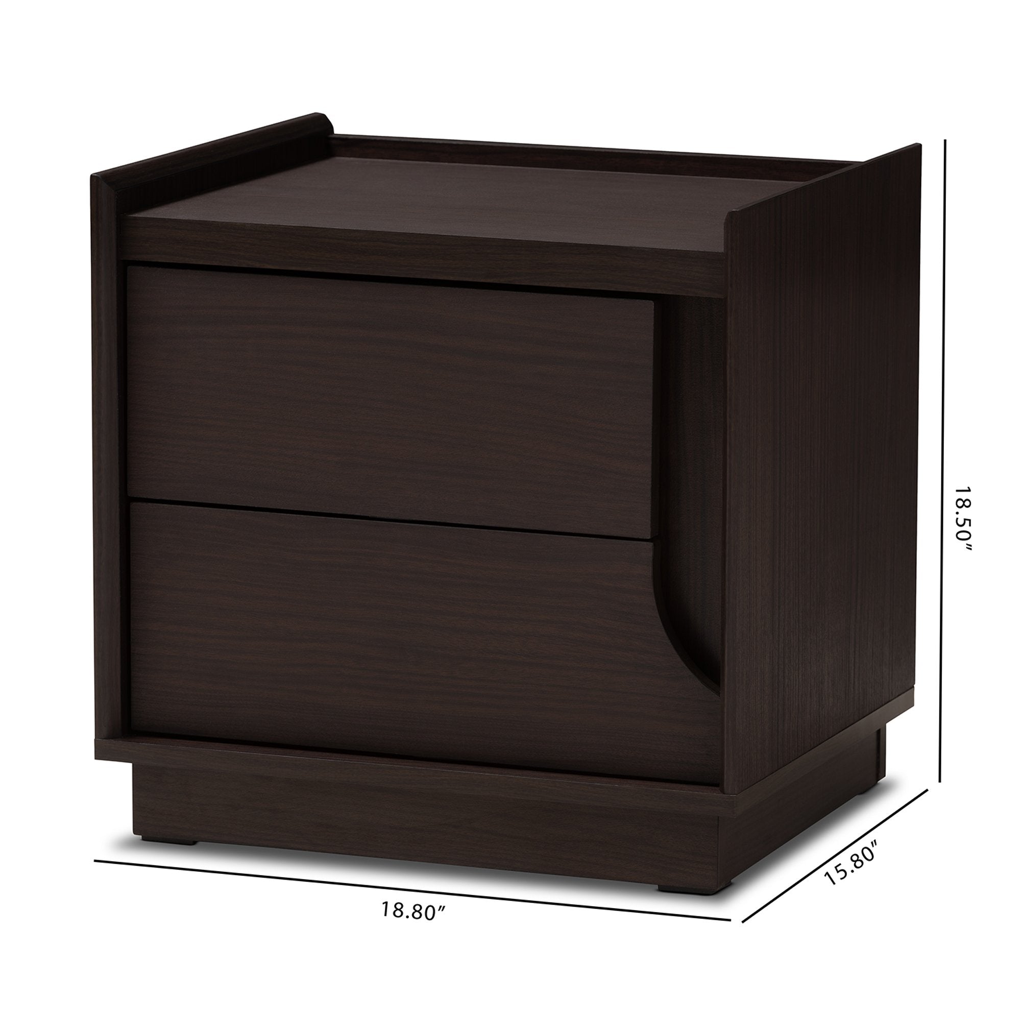 Baxton Studio Larsine Modern and Contemporary Brown Finished 2-Drawer Nightstand