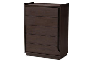 Baxton Studio Larsine Modern and Contemporary Brown Finished 5-Drawer Chest