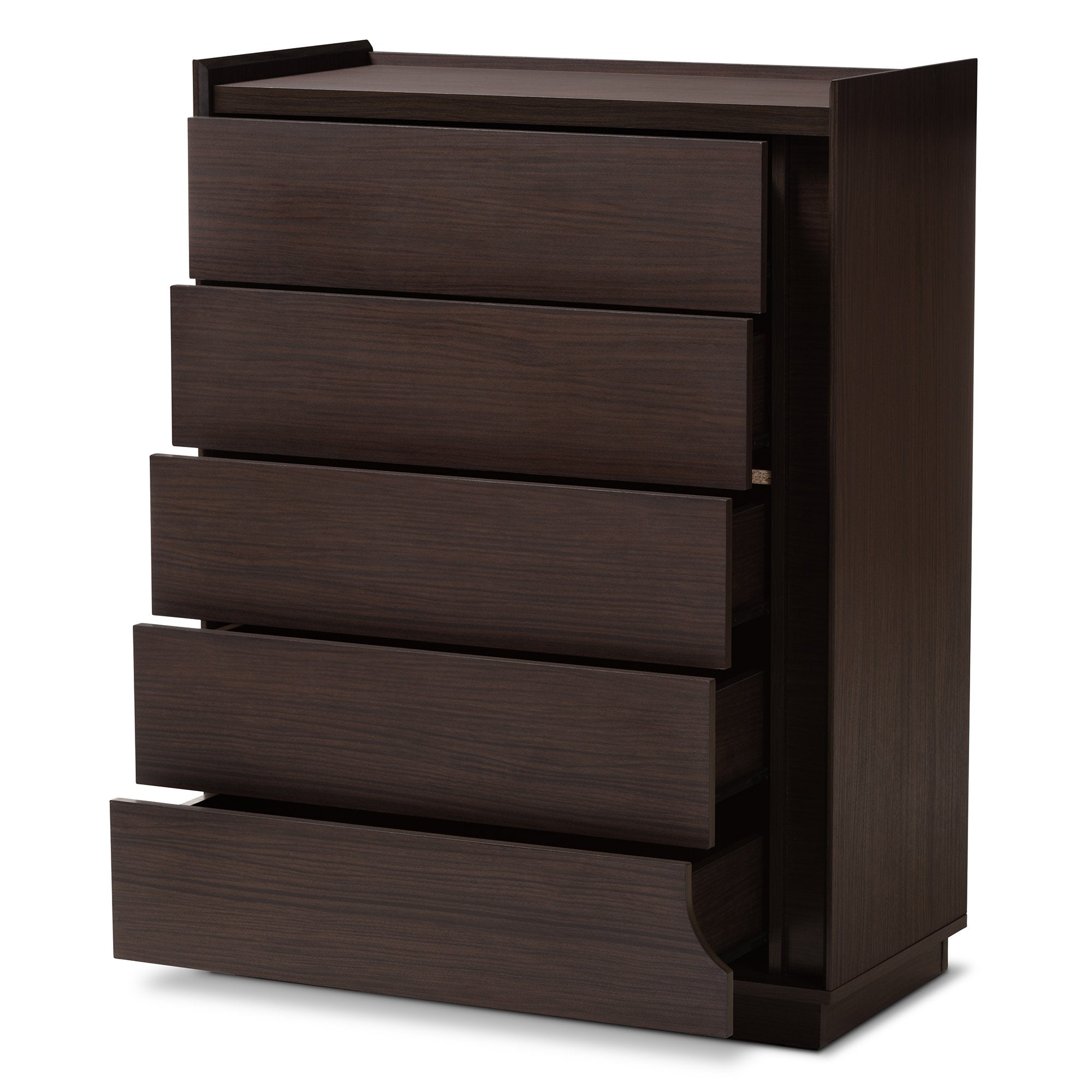 Baxton Studio Larsine Modern and Contemporary Brown Finished 5-Drawer Chest