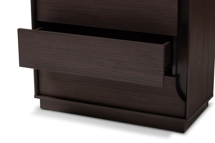 Baxton Studio Larsine Modern and Contemporary Brown Finished 5-Drawer Chest