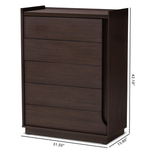 Baxton Studio Larsine Modern and Contemporary Brown Finished 5-Drawer Chest