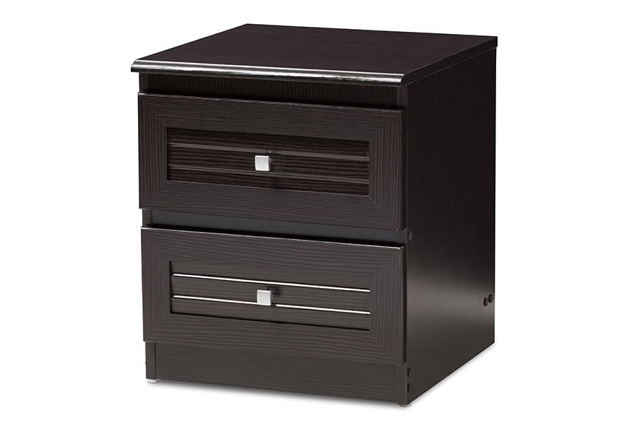 Baxton Studio Carine Modern and Contemporary Wenge Brown Finished 2-Drawer Nightstand