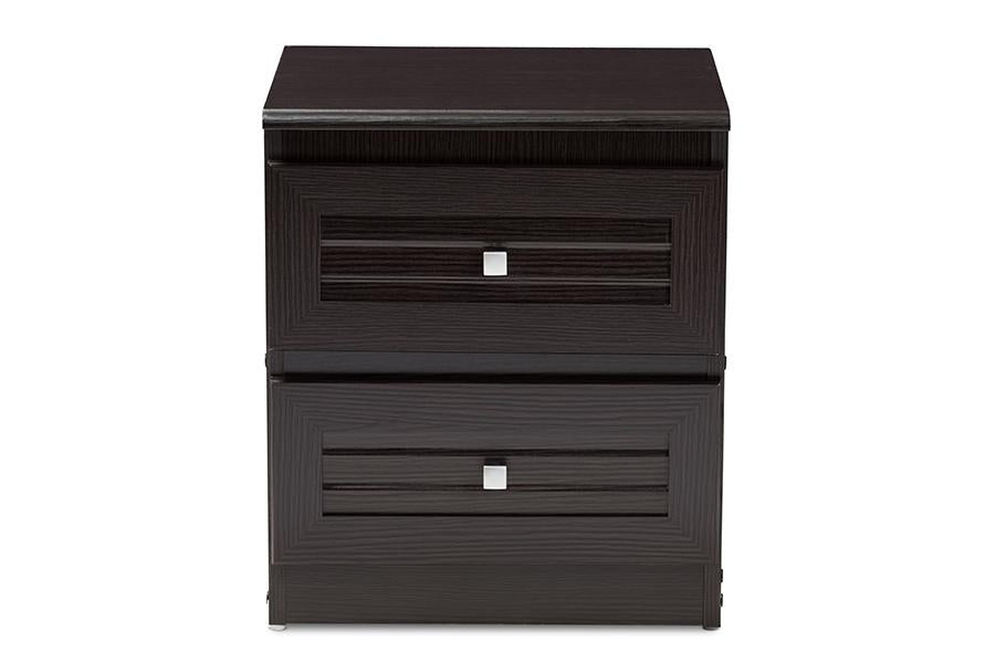 Baxton Studio Carine Modern and Contemporary Wenge Brown Finished 2-Drawer Nightstand