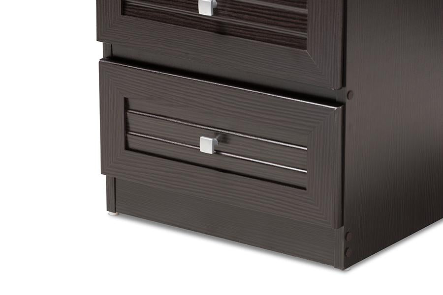 Baxton Studio Carine Modern and Contemporary Wenge Brown Finished 2-Drawer Nightstand