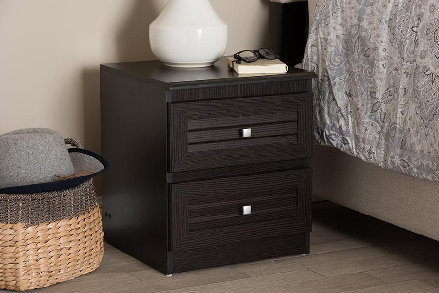 Baxton Studio Carine Modern and Contemporary Wenge Brown Finished 2-Drawer Nightstand