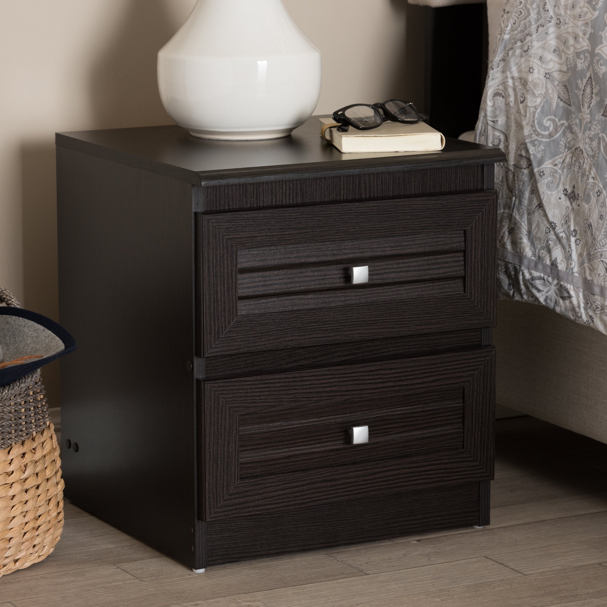 Baxton Studio Carine Modern and Contemporary Wenge Brown Finished 2-Drawer Nightstand