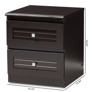 Baxton Studio Carine Modern and Contemporary Wenge Brown Finished 2-Drawer Nightstand