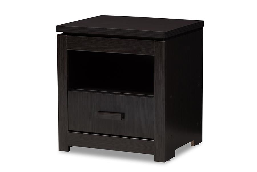 Baxton Studio Bienna Modern and Contemporary Wenge Brown Finished 1-Drawer Nightstand