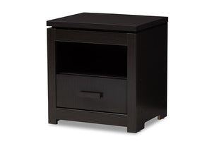 Baxton Studio Bienna Modern and Contemporary Wenge Brown Finished 1-Drawer Nightstand