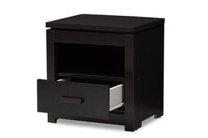 Baxton Studio Bienna Modern and Contemporary Wenge Brown Finished 1-Drawer Nightstand