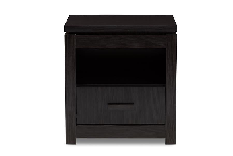 Baxton Studio Bienna Modern and Contemporary Wenge Brown Finished 1-Drawer Nightstand