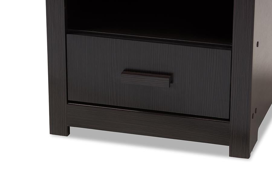 Baxton Studio Bienna Modern and Contemporary Wenge Brown Finished 1-Drawer Nightstand