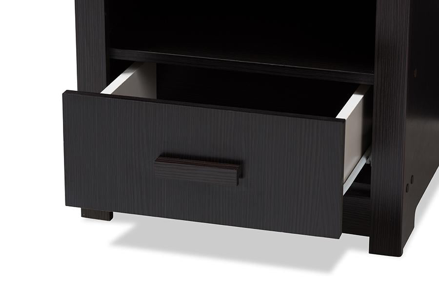 Baxton Studio Bienna Modern and Contemporary Wenge Brown Finished 1-Drawer Nightstand