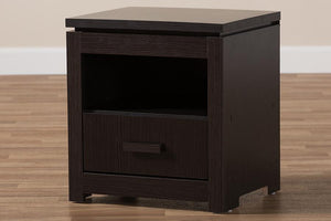 Baxton Studio Bienna Modern and Contemporary Wenge Brown Finished 1-Drawer Nightstand