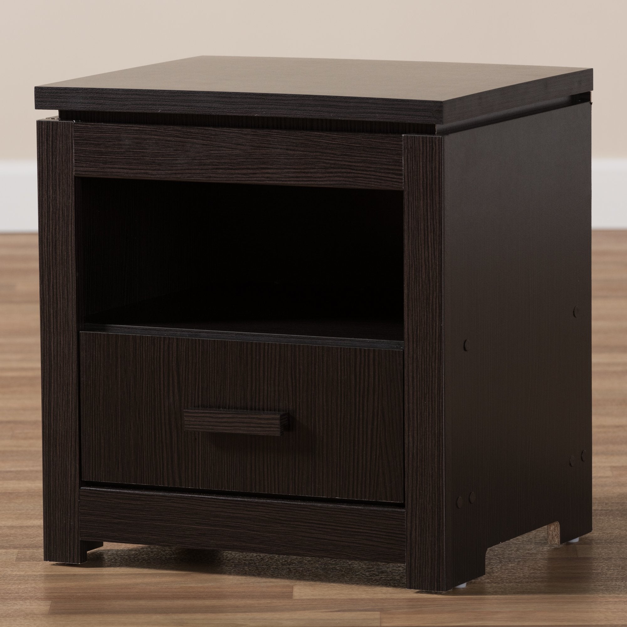 Baxton Studio Bienna Modern and Contemporary Wenge Brown Finished 1-Drawer Nightstand