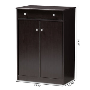 Baxton Studio Dariell Modern and Contemporary Wenge Brown Finished Shoe Cabinet