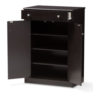 Baxton Studio Dariell Modern and Contemporary Wenge Brown Finished Shoe Cabinet