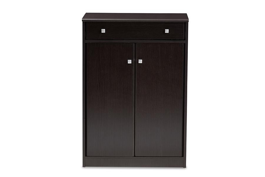 Baxton Studio Dariell Modern and Contemporary Wenge Brown Finished Shoe Cabinet