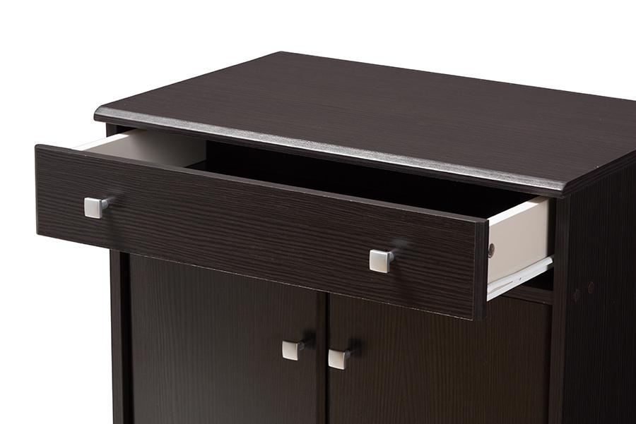 Baxton Studio Dariell Modern and Contemporary Wenge Brown Finished Shoe Cabinet