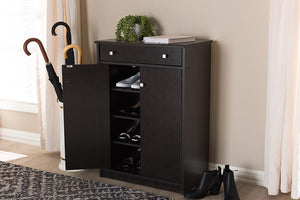 Baxton Studio Dariell Modern and Contemporary Wenge Brown Finished Shoe Cabinet