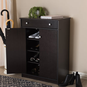 Baxton Studio Dariell Modern and Contemporary Wenge Brown Finished Shoe Cabinet