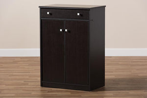 Baxton Studio Dariell Modern and Contemporary Wenge Brown Finished Shoe Cabinet