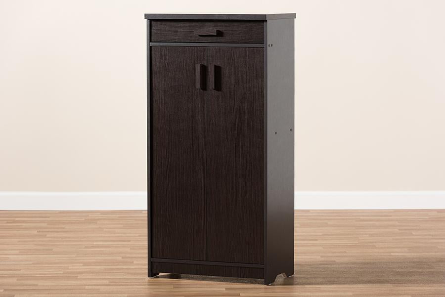 Baxton Studio Bienna Modern and Contemporary Wenge Brown Finished Shoe Cabinet