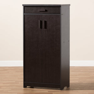 Baxton Studio Bienna Modern and Contemporary Wenge Brown Finished Shoe Cabinet