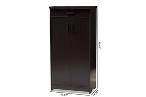 Baxton Studio Bienna Modern and Contemporary Wenge Brown Finished Shoe Cabinet