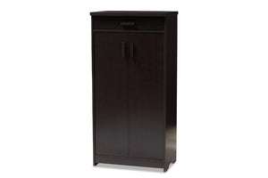 Baxton Studio Bienna Modern and Contemporary Wenge Brown Finished Shoe Cabinet